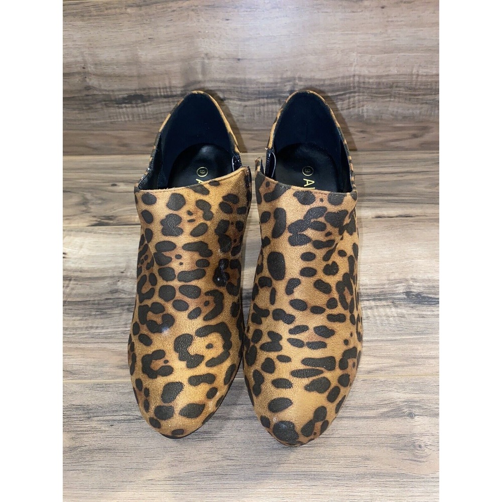 Allegra K Women's Platform Round Toe Chunky Heel Ankle Booties, Leopard,‎ Sz 9 - Picture 2 of 6